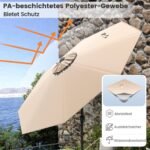 Lauko skėtis nuo saulės su pakėlimo mechanizmu 270 cm (Ruda)