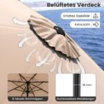 Lauko skėtis nuo saulės su pakėlimo mechanizmu 270 cm (Ruda)