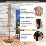 Lauko skėtis nuo saulės su pakėlimo mechanizmu 270 cm (Ruda)