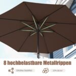 Lauko skėtis nuo saulės 250 cm su rankenėle (Ruda)