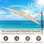 Skėtis nuo saulės su reguliuojamu kampu ir 360° rotacija 300x300 cm (Smėlio)