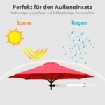 Sieninis skėtis nuo saulės su reguliuojamu aliuminio strypu Ø 250 cm (Raudona)