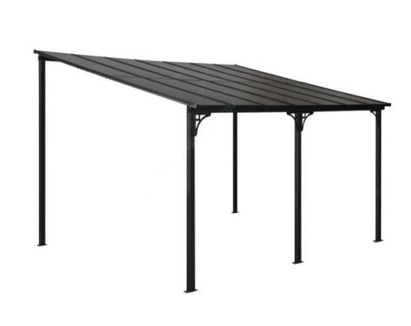 Tvirtas lauko pavėsinė su polikarbonato stogu (Juoda)