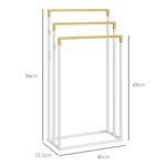 Trijų pakopų pastatomasis rankšluosčių stovas iš bambuko ir plieno