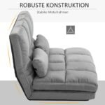 Grindų sofa-lova su reguliuojamu atlošu ir galvos atrama