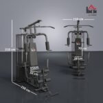 Daugiafunkcinė jėgos stotis su treniruočių priedais