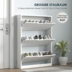 Siaura batų spintelė su 3 atverčiamais stalčiais talpinanti iki 12 porų batų