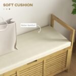 Bambukinė suolė su sandėliavimo erdve ir minkšta sėdimąja dalimi, 100x40x60 cm