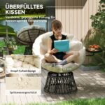 Papasano fotelis iš PE vytelių, 360° pasukamas, su integruotu šoniniu staliuku