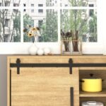 200 cm stumdomų durų furnitūros komplektas vienoms medinėms durims