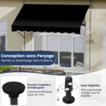 Reguliuojamo aukščio markizė su rankena 300 cm (Juoda)