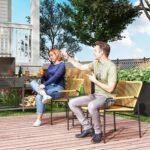 3 dalių PE ratano bistro komplektas su 2 kėdėmis ir stalu