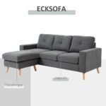 Trivietė skandinaviško stiliaus kampinė sofa su sagomis