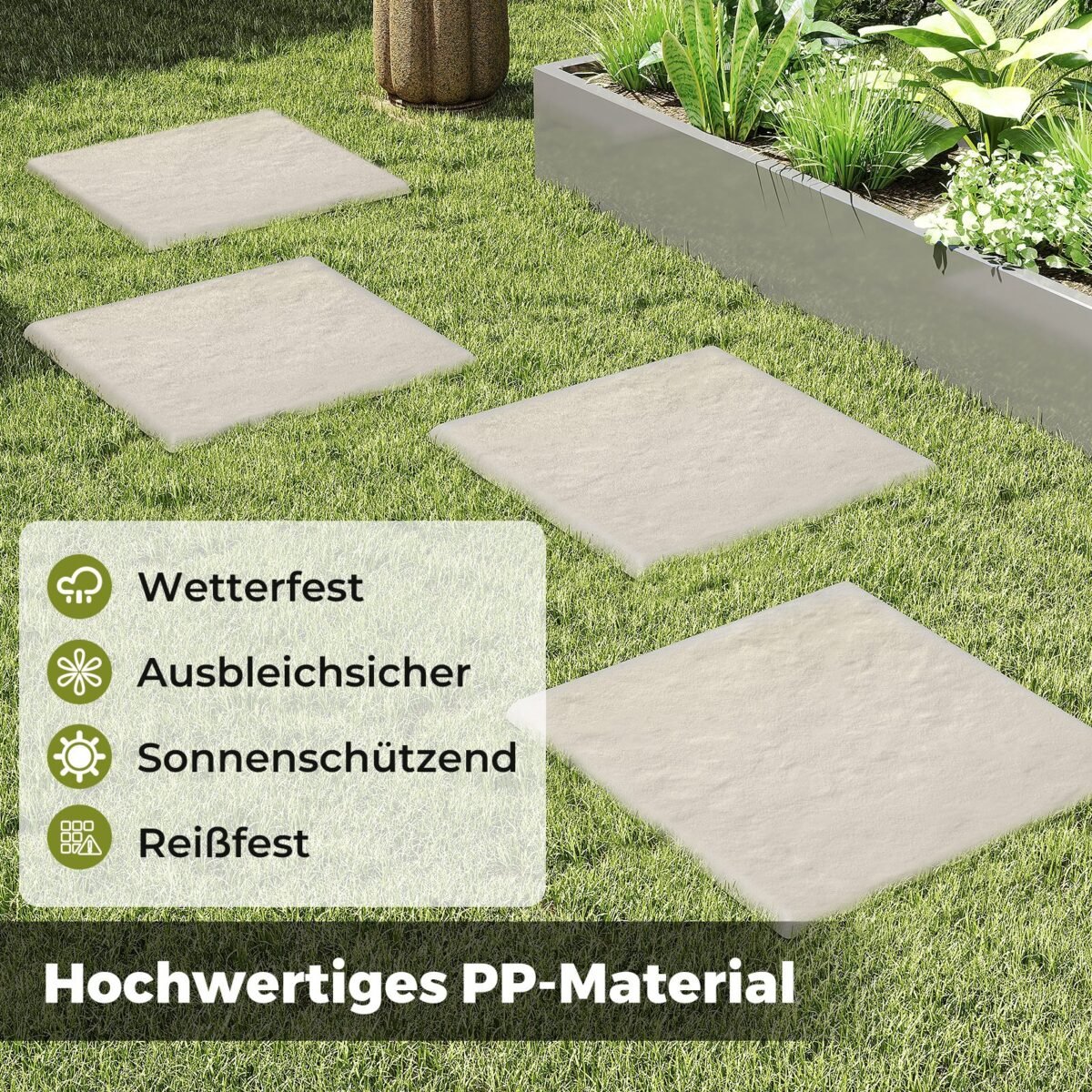 Sodo takelių akmenys 8 vnt. 39 5x39 5 cm polipropileno takelių plokštės (Smėlio)