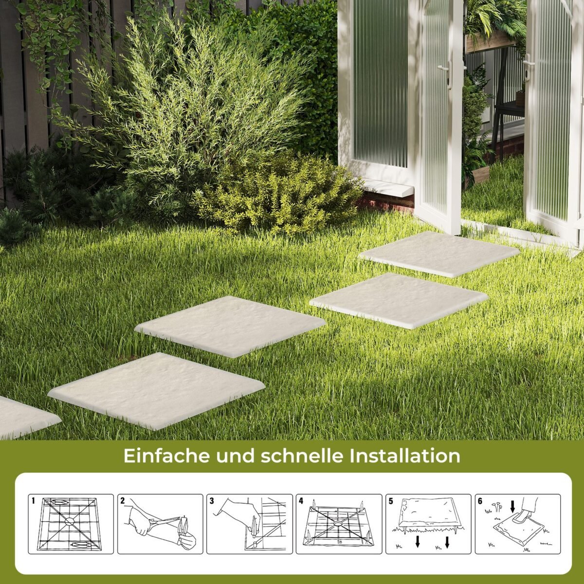 Sodo takelių akmenys 8 vnt. 39 5x39 5 cm polipropileno takelių plokštės (Smėlio)