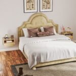 2 dalių sieninių naktinių staliukų rinkinys su stalčiumi ir atvira lentyna