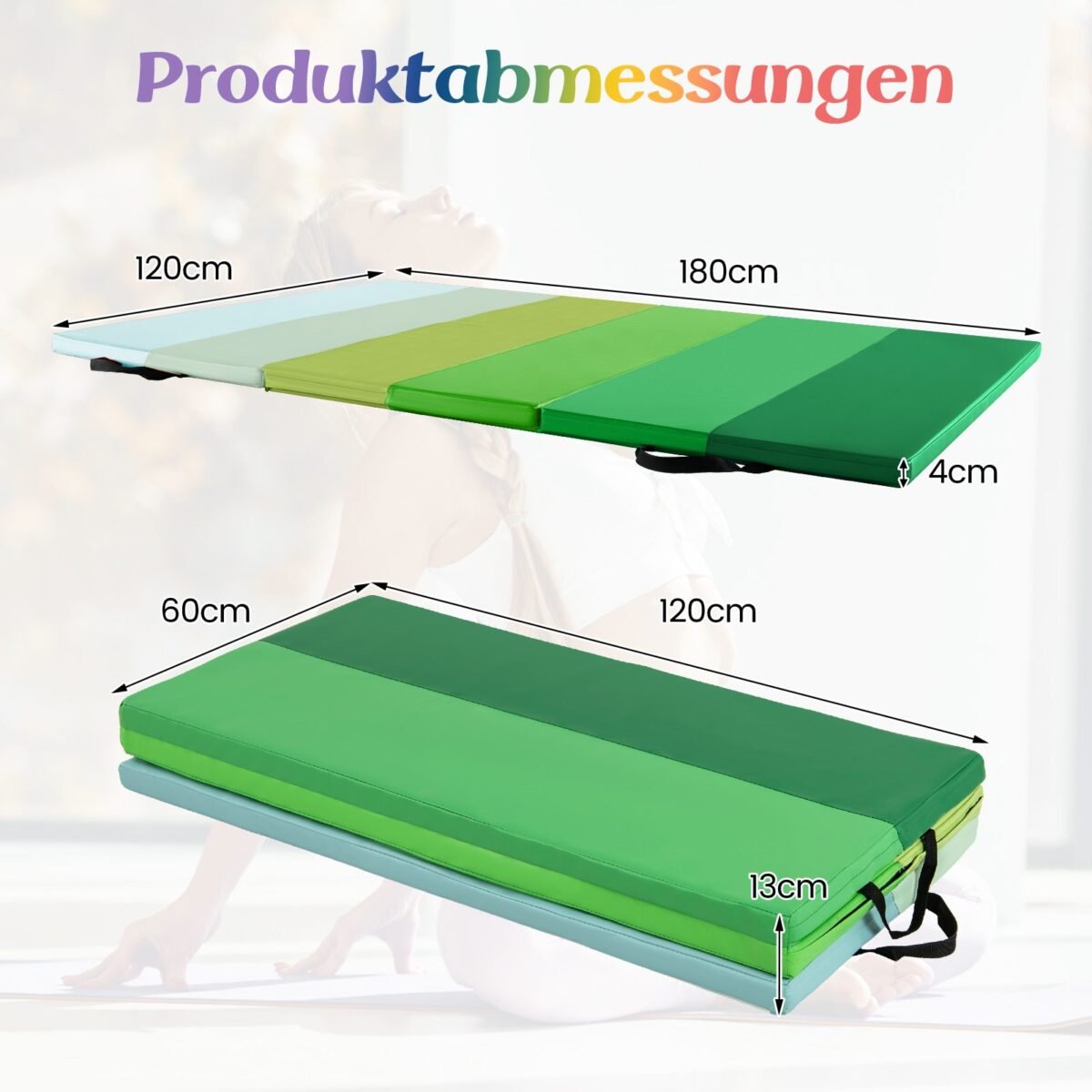 Sulankstomas gimnastikos čiužinys 180 x 120 cm (Žalia)