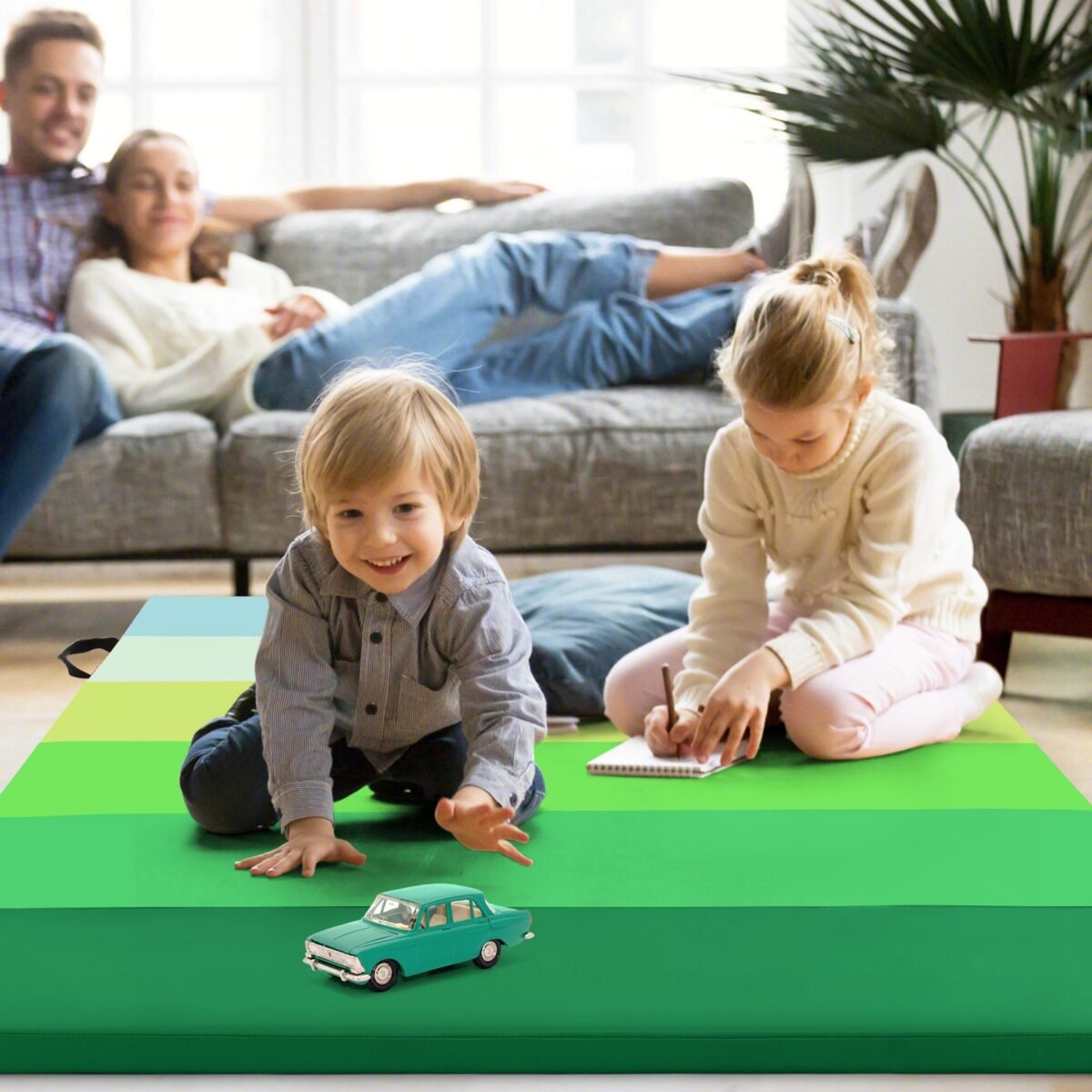 Sulankstomas gimnastikos čiužinys 180 x 120 cm (Žalia)