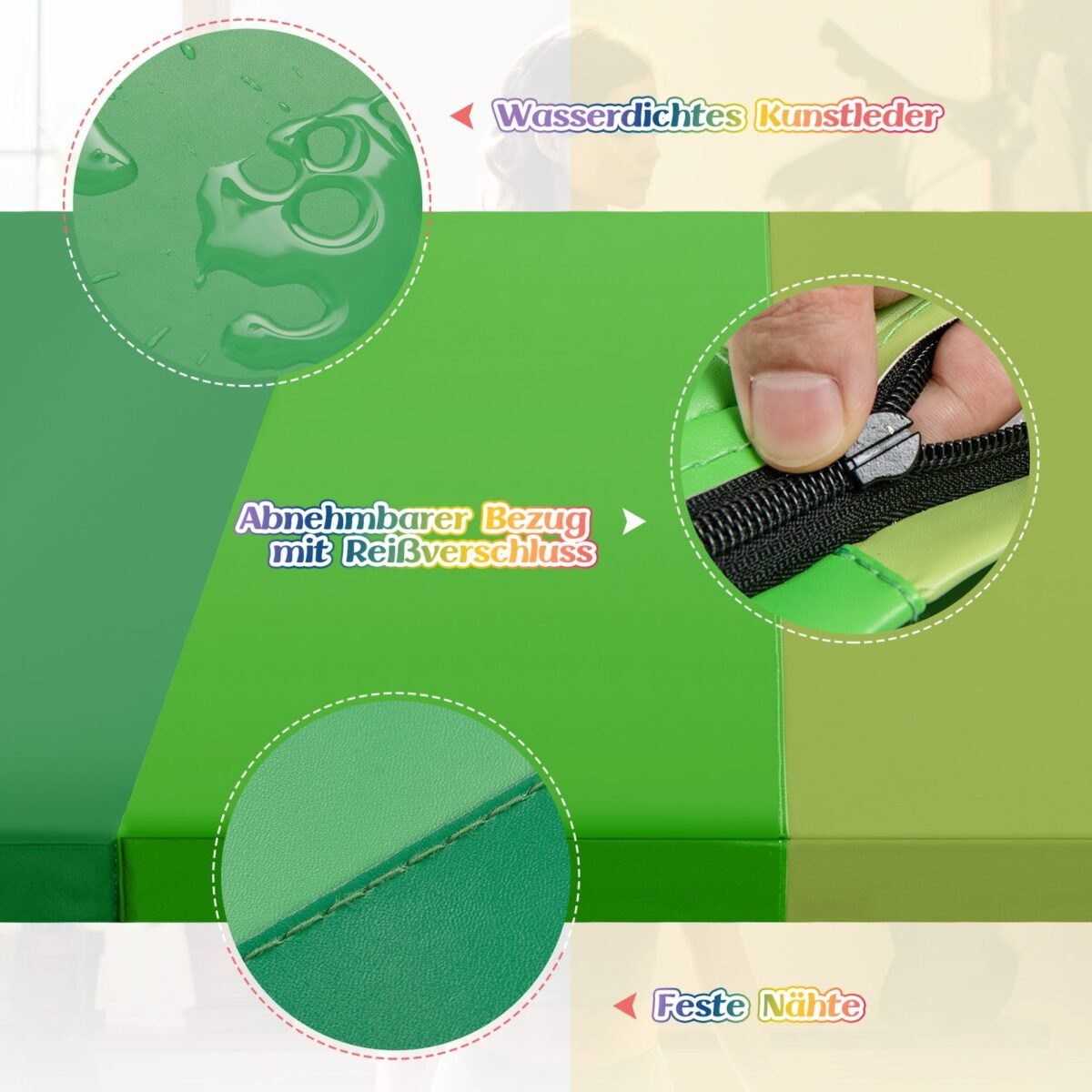 Sulankstomas gimnastikos čiužinys 180 x 120 cm (Žalia)