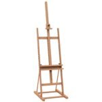 Reguliuojamo aukščio ir pasvirimo kampo buko medienos molbertas su lentynėle