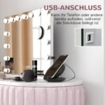 LED kosmetinis veidrodis su reguliuojamu apšvietimu ir USB jungtimi