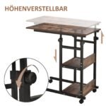 Reguliuojamo aukščio šoninis staliukas su ratukais