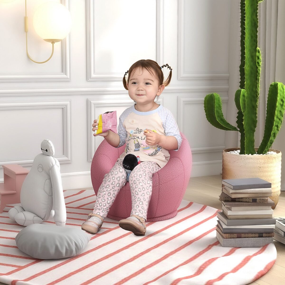 Pliušinis pasukamas vaikiškas fotelis