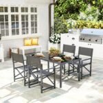 Lauko valgomojo komplektas 4 asmenims su sulankstomomis kėdėmis ir stikliniu stalu