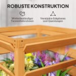 Tvirta medinė pakeliama sodo lysvė su grotelėmis vijokliniams augalams