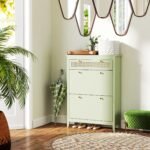 Batų spintelė su ištraukiamu stalčiumi ir atverčiamais skyriais su reguliuojamomis lentynomis 12 porų batų