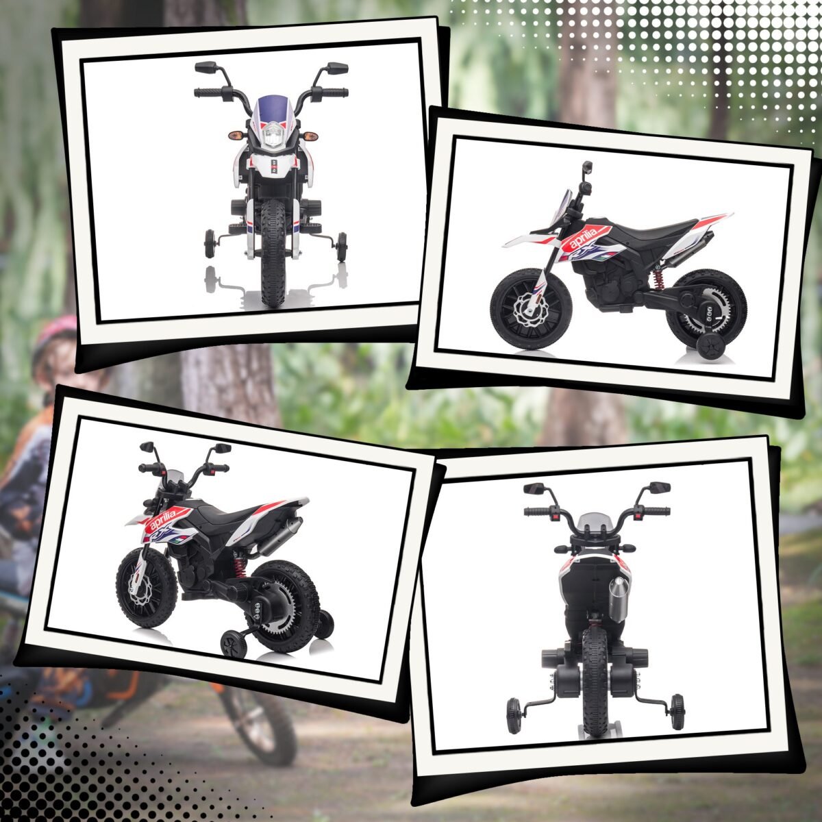 12 V vaikų elektrinis motociklas su nuimamais pagalbiniais ratukais