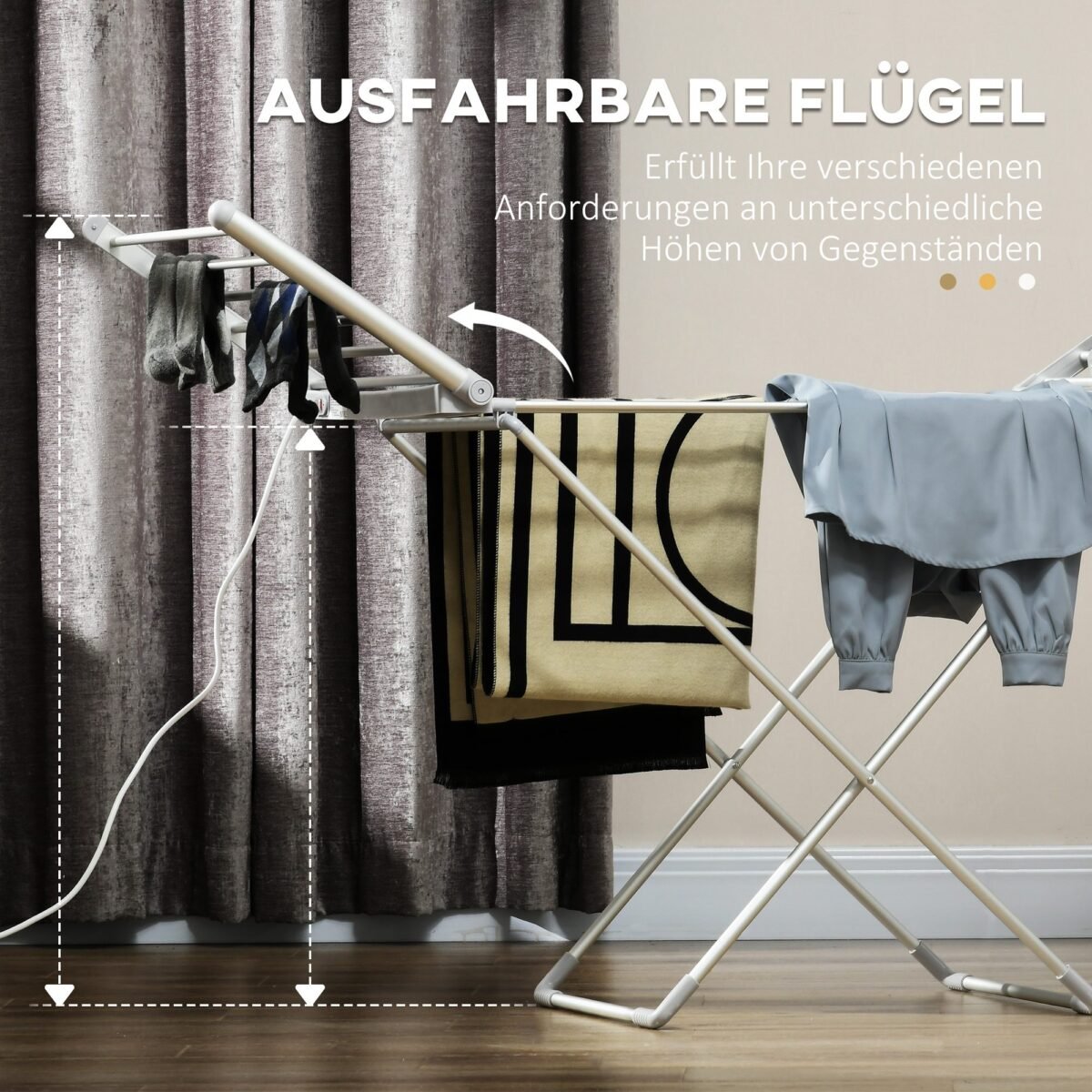 Elektrinis sulankstomas džiovinimo stovas, 144 cm ilgio