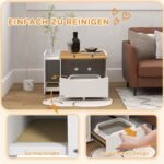 Katės kraiko dėžės spintelė-staliukas su ištraukiamu skyriumi