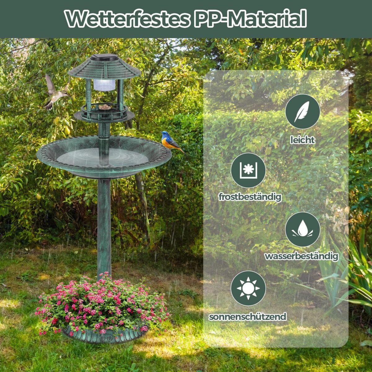 Vandens telkinys su saulės šviesa ir gėlių vazonais (Žalia)