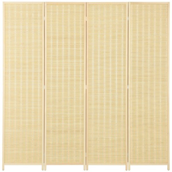 Sulankstoma 4 dalių kambario pertvara iš bambuko ir medvilnės