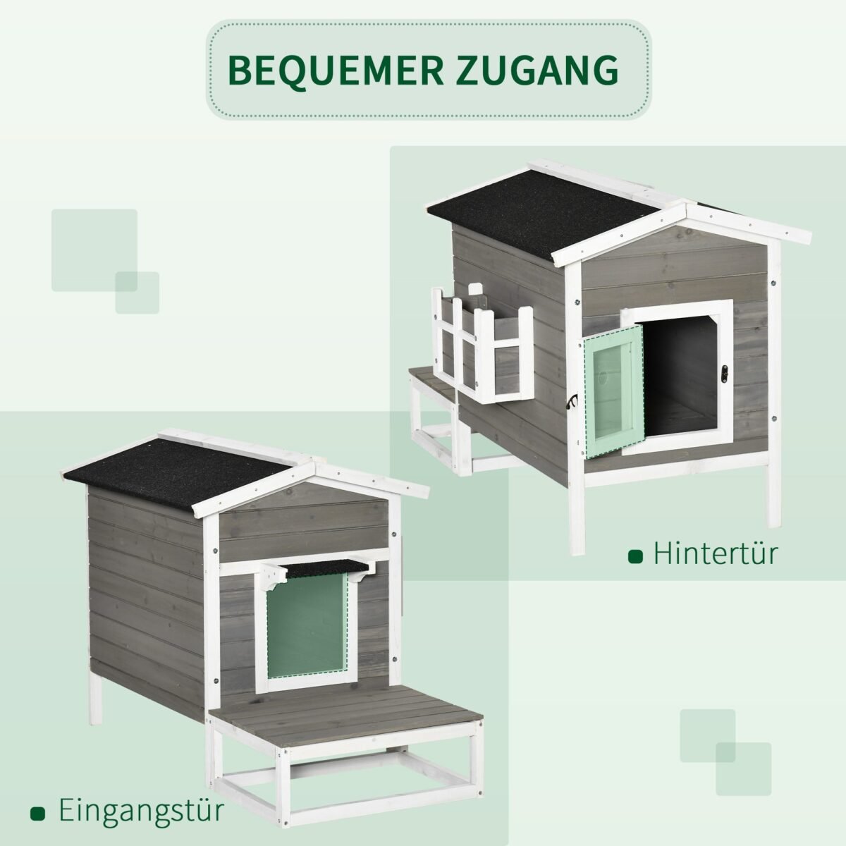 Namelių katėms su terasa ir balkonu, 115 x 66,5 x 74,7 cm