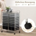 Mobilus stalčių vežimėlis su 20 stalčių ir metaliniu rėmu (Įvairių spalvų juoda)