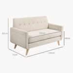 Kompaktiška aksominė dviejų vietų sofa