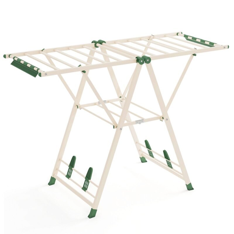 Sulankstoma drabužių džiovykla su sparnais ir batų lentynomis (Smėlio)