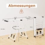 Sulankstomas drabužių džiovintuvas su reguliuojamais sparnais ir batų džiovykla (Balta)