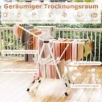 Sulankstomas drabužių džiovintuvas su reguliuojamais sparnais ir batų džiovykla (Balta)