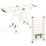 Sulankstomas drabužių džiovinimo stovas su reguliuojamais sparneliais (Smėlio)