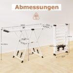 Sulankstoma drabužių džiovykla su sparneliais ir batų lentynomis (Balta)