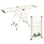 Sulankstomas drabužių džiovintuvas su sparnais ir papildomomis lentynomis (Smėlio)