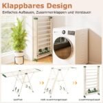 Sulankstomas drabužių džiovintuvas su sparnais ir papildomomis lentynomis (Smėlio)