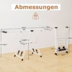 Sulankstoma skalbinių džiovykla su reguliuojamais sparnais ir batų lentynomis (Balta)