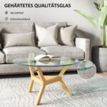 Apvalus kavos staliukas su grūdinto stiklo stalviršiu ir reguliuojamomis kojelėmis