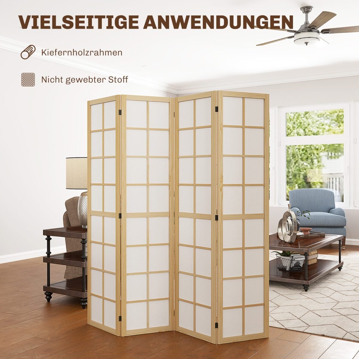 Sulankstoma laisvai pastatoma kambario pertvara, 160 x 170 cm