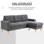 Trivietė skandinaviško stiliaus kampinė sofa su sagomis