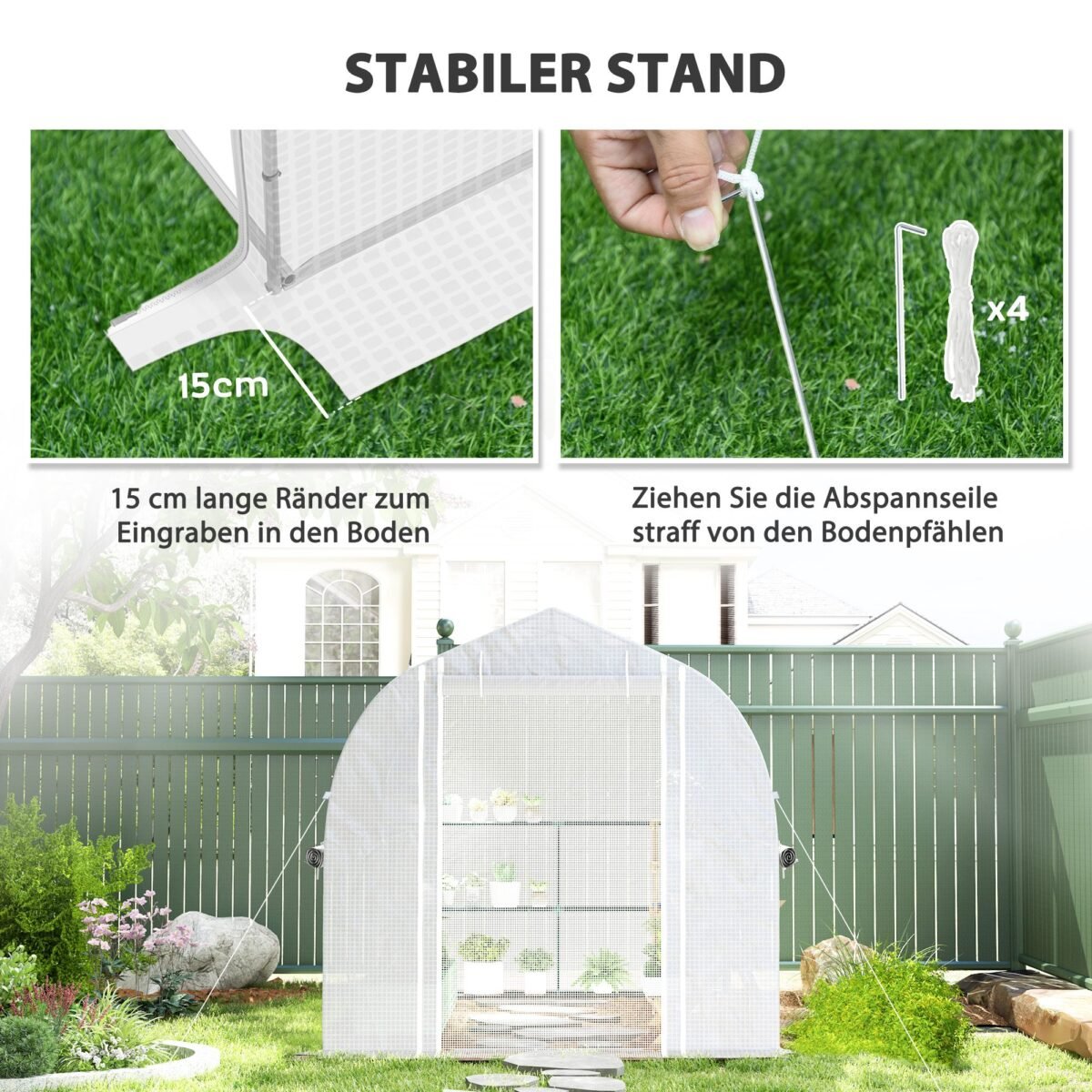 Tunelinis šiltnamis 3x2x2 m su susukamosiomis šoninėmis sienomis